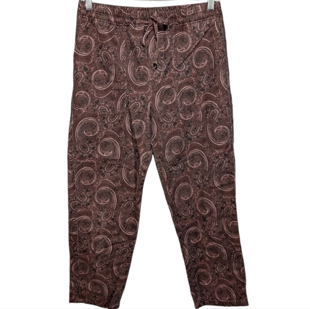 Zara Paisley Print Pants, Straight Leg Drawstring 🌿 - Picture 5 of 15